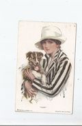 HARRISON FISHER ILLUSTRATION 763 ALERT "FEMME AU CHAPEAU ET CHIEN) - Fisher, Harrison