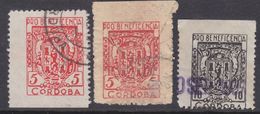 LOTE 2189 ///  (C100) GUERRA CIVIL CORDOBA 11 Y 15 (5 CTS. ROJO) VARIANTES PAPEL Y 10 CTS. NEGRO - Verschlussmarken Bürgerkrieg