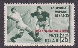 Italy-Colonies And Territories-Aegean General Issue-Rodi S76 1934 Football World Championship  25c Green MH - Amtliche Ausgaben
