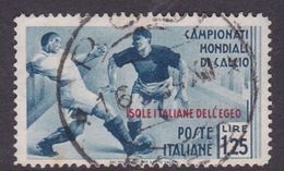 Italy-Colonies And Territories-Aegean General Issue-Rodi S78 1934 Football World Championship Lire 1,25 Blue Gray Used - Algemene Uitgaven