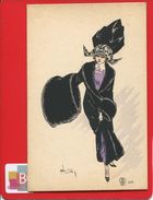 BELLE CPA ART DECO SIGNÉE HELLI FEMME CHAPEAU MANCHON EDITION ARTISTIQUE 153 - Helli