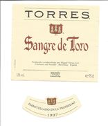 Etiquette VIN D'ESPAGNE - Sangre De Toro " Torres " 1997 - Toros