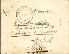 LETTRE POUR LA SUISSE - BRODERIES DE ST-GALL - 7.11.1911 - Briefe U. Dokumente