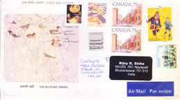 CANADA AIR MAIL COVER POSTED FOR INDIA - USE SEVERAL DIFFERENT COMMEMORATIVE STAMPS ON BLANK INDIAN FIRST DAY COVER - 1953-.... Regno Di Elizabeth II