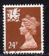 GB Wales 1971-93 24p Chestnut P.15x14 Questa Regional Machin, Used, SG 59 - Wales