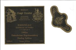 Etiquette De VIN D'ALLEMAGNE - RHEINGAU Riesling Spatlese 1992 - Riesling