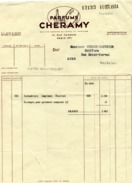 FACTURE PARFUMS CHERAMY - PARIS - ANNEE 1954 - Perfumería & Droguería