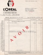 FACTURE  L'OREAL -PARIS -  ANNEE 1950 - Perfumería & Droguería