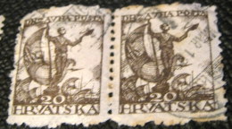 Yugoslavia 1919 Symbols Of Liberty 20 Fil X2 - Used - Ongebruikt