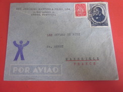 Corréio De Portugal-Lisboa Lisbonne Letter-Lettre Stamp Timbre By Air Mail Par Avion Via Aéra Por Aviao Marseille - Briefe U. Dokumente