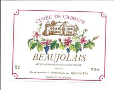 Etiquette De VIN FRANCAIS - BEAUJOLAIS " Cuvée De L'Abbaye " - Religious