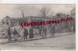 60 - CREIL - GUERRE 1914-1918- MAISONS INCENDIEES PAR LES ALLEMANDS   RUE GAMBETTA - CAFE BILLARD - Creil