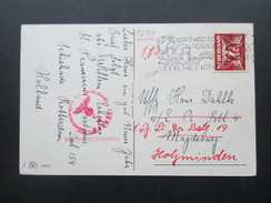 Niederlande 1941 Postkarte Frohes Neues Jahr. Zensur Der Wehrmacht Und Weitergeleitet Von Magdeburg Nach Holzminden - Cartas & Documentos
