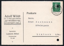 A6226 - Alte Postkarte - Bedarfspost - Neustadt Orla - Adolf Wildt Möbelfrabrik - Nach Limbach 1931 - Neustadt / Orla