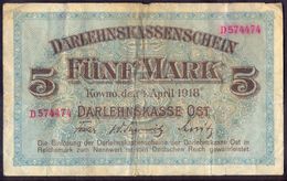 Germany 5 Mark  Kowno (Lithuania) 1918 04 04 VF   # P- R130 - Primera Guerra Mundial