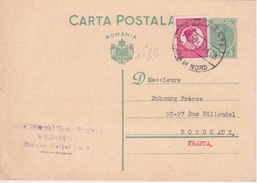 ROUMANIE - ENTIER POSTAL - 1933 - BUCAREST TO BORDEAUX - CACHET DE LA POSTE SUR TIMBRE N 436 - Marcophilie