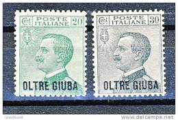 Oltre Giuba 1925 SS 2 Francobolli D'Italia Soprastampati, N. 16 - 17 MLH Ottima Centratura  Cat. € 48 - Oltre Giuba