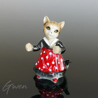 Figurine Ancienne Chat Miniature, Sujet Porcelaine 5cm, Bibelot Japon 1960 Statuette - Animals