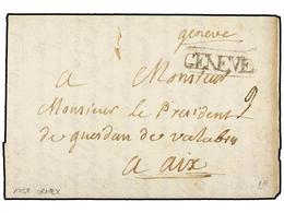 SUIZA. 1758 (4 Marzo). ORNEX A AIX (Francia). Marca GENEVE. MAGNÍFICA. - Autres & Non Classés