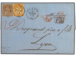 SUIZA. 1865. Entire Letter To LYON Franked By 1862 20 C. Orange And Scarce 60 C. Copper Bronze Tied By BASEL Cds¦s, With - Autres & Non Classés