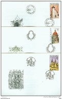 3 FDC 277 279 SLOVAQUIE 2002 Mi 437/9 Yv 378 380 Art Roman Eglise De St Michel Archange Rotonde Cathédrale Saint Martin - FDC