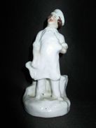 Ancien Encrier En Porcelaine De Vieux Paris Boulanger Avec Hotte XIX ème - Encriers