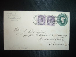 LETTRE EP ONE CENT + TP TWO CENTS Paire OBL.MEC.MAY 22 1899 HAMILTON + DRAPEAU B CANADA - Covers & Documents