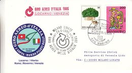 Saint Marin - Lettre De 1985 - Oblit San Marino - Vol Spécial Locarno Venise - Cachet De Milano Linate - Briefe U. Dokumente