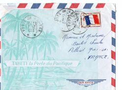 TAHITI - Lettre Illustrée Envoi Par Avion . Cachet " Poste Aux Armées " - Brieven En Documenten