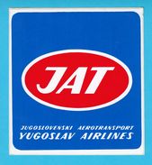 JAT - YUGOSLAV AIRLINES ... Vintage Official Sticker * National Airways * Plane * Avion * No. 5 - Autocollants