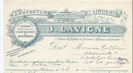 Manufacture De Confection Et Lingerie / J Lavigne/BORDEAUX /1910                 FACT208 - Textile & Clothing