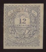 ARGENTINA 1884 12c IMPERF PROOF - Ongebruikt