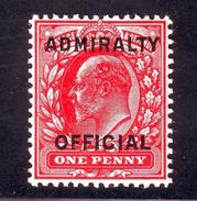 GB EDWARD 1d ADMIRALTY OFFICIAL OVERPRINT - Non Classés