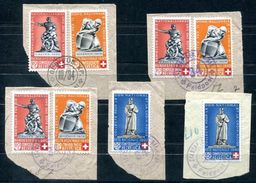 6245 - SCHWEIZ - Feldpost-Stempel Auf Briefstücken Mit Nicht Perfekten Marken Ex 365-368 - ANSEHEN - Postmarks