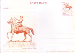 TURKEY CUMHURIYETI - 1981 OFFICIAL ILLUSTRATED POST CARD - KAMAL ATATURK ON HORSE - UNUSED / MINT - Covers & Documents