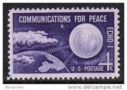 1960 USA ECHO 1- Communications For Peace Stamp Sc#1173 Satellite Space - Estados Unidos