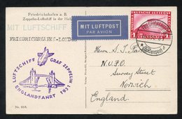 1931 England Flight PPC Of Zeppelin In Its Hanger Franked 1m Zeppelin Adhesive, Tied Friedrichshafen C.d.s. & Bearing Pi - Other & Unclassified