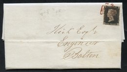 1840 Dec 15th Entire Letter From Manchester To Bolton, Franked Pl.1b MH, Three Clear Margins, Right Side Uneven & Close - Other & Unclassified