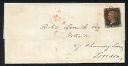 1840 July 14th From Rochdale To London, Franked Pl.2 LG, Four Good Margins, Tied Fine Red MC, Reverse Rochdale Despatch - Other & Unclassified