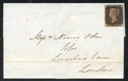 1840 June 20th Cover To London, Franked Pl.3 HC, Four Good To Large Margins, Cancelled By Fine Red MC, Reverse Bears 'DI - Other & Unclassified