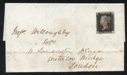 1840 Sept 29th Cover From Brackley To London, Franked Pl.5 NI, Good To Very Large Margins, Cancelled Red MC, Reverse Bra - Other & Unclassified