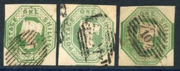 1847-54 1s Green, Three Listed Shades, FU, SG.54/56. (3) - Other & Unclassified