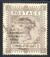 1867-78 Wmk Maltese Cross £1 Brown-lilac FA, FU Example With Light Cancel. SG.129(1) - Other & Unclassified