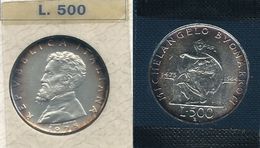 1975 ITALIA - Michelangelo Buonarroti - 500 Lire FDC - Argento / Silver / Argent - Confezione Originale - Mint Sets & Proof Sets