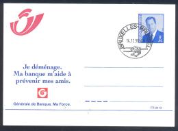 Belgium 1997 Postal Stationery Card: FR9413 Variety - French Language;  Change Adress Card; Generale Bank - Avis Changement Adresse