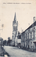 LONGEAU  EN HAUTE MARNE  L'EGLISE ET LA POSTE  CPA  CIRCULEE - Le Vallinot Longeau Percey