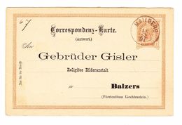 1891 2 Kr. Österreichische Antwortkarte Von Mailberg Nach Balzers Rückseitig Seltener Violetter Ankunftsstempel - Entiers Postaux