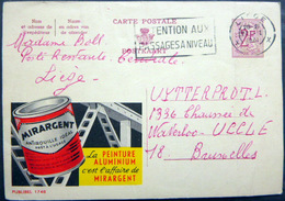 BELGIQUE CARTE POSTALE PUBLICITAIRE ILLUSTREE PEINTURE ALUMINIUM MIRARGENT ENTIER POSTAL 1960 CACHETS  FLAMME - Sammlungen & Sammellose