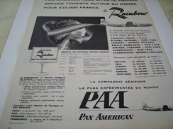 ANCIENNE PUBLICITE VOYAGE PAN AMERICAN 1954 - Werbung