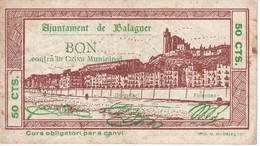 BILLETE DE 50 CENTIMOS DEL AJUNTAMENT DE BALAGUER DEL AÑO 1937     (BANKNOTE) - Otros & Sin Clasificación